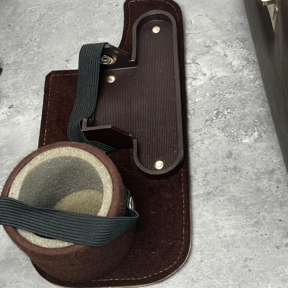 VTG Brown Faux Leather Hard Shell Camera Bag w/ Removable Insert Latch‎ Closure